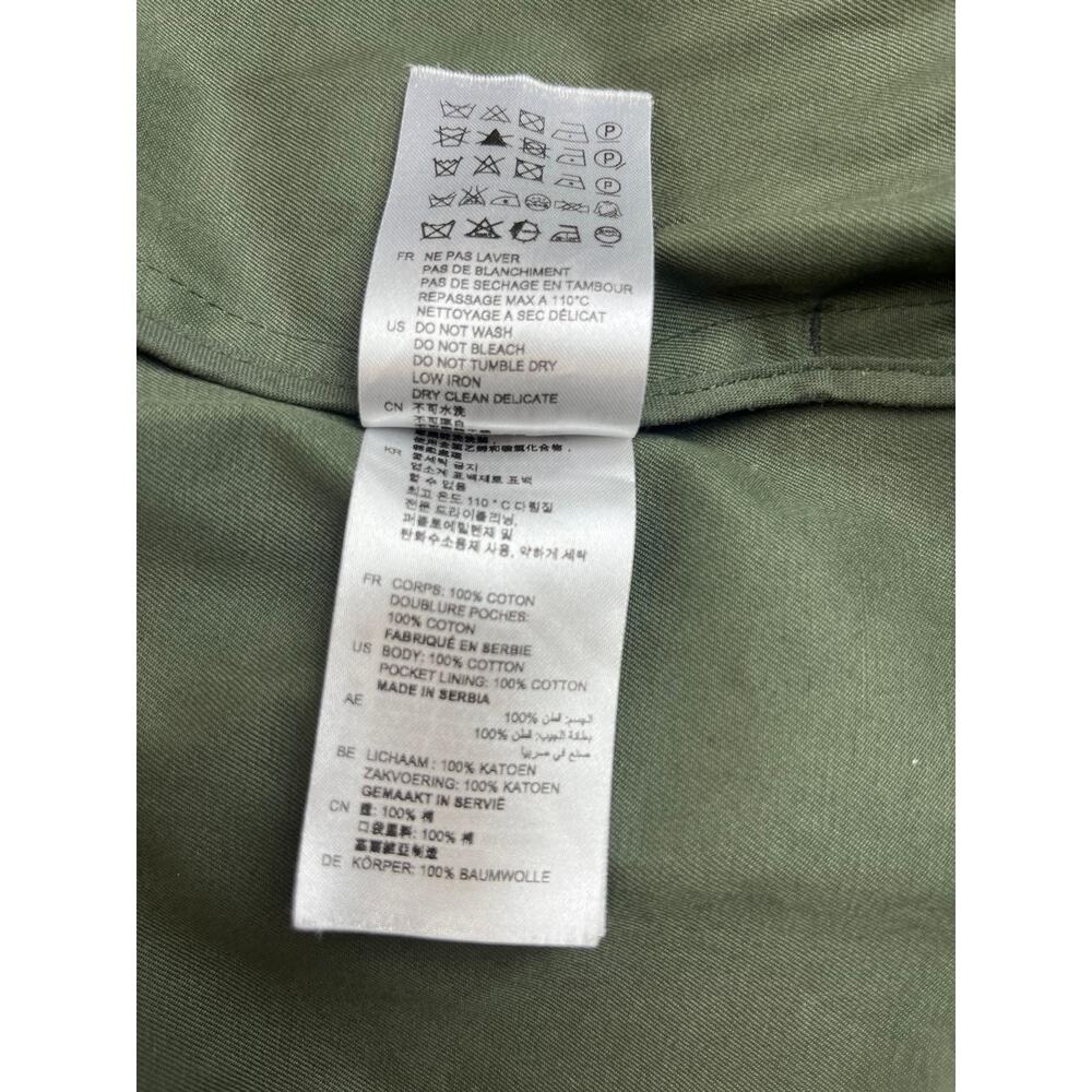 Sandro Paris Women's 36 Belted‎ Green Trench Coat 100% Cotton - Picture 10 of 10